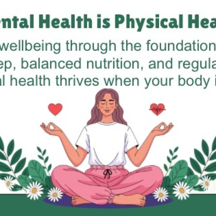 Nurture your wellbeing through the foundations of self-care quality sleep, balanced nutrition, and regular exercise. Your mental health thrives when your body is cared for.